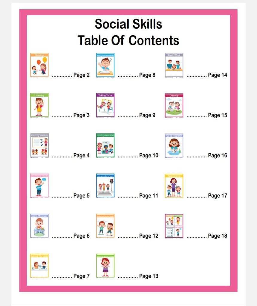 Social Skills Table of Contents